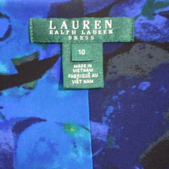 sz10 Cowl Knit Dress Bodycon Shirring Floral Blue - Picture 8 of 11